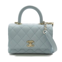 CHANEL Coco Handle Matelasse 2-way Shoulder Bag Caviar Skin (Grained Calf) Women's Blue AS2215