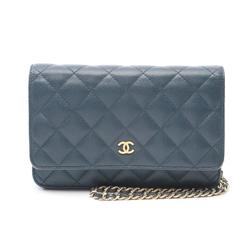 CHANEL Matelasse Shoulder Bag, Caviar Skin, Women's, Blue