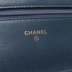 CHANEL Matelasse Shoulder Bag, Caviar Skin, Women's, Blue