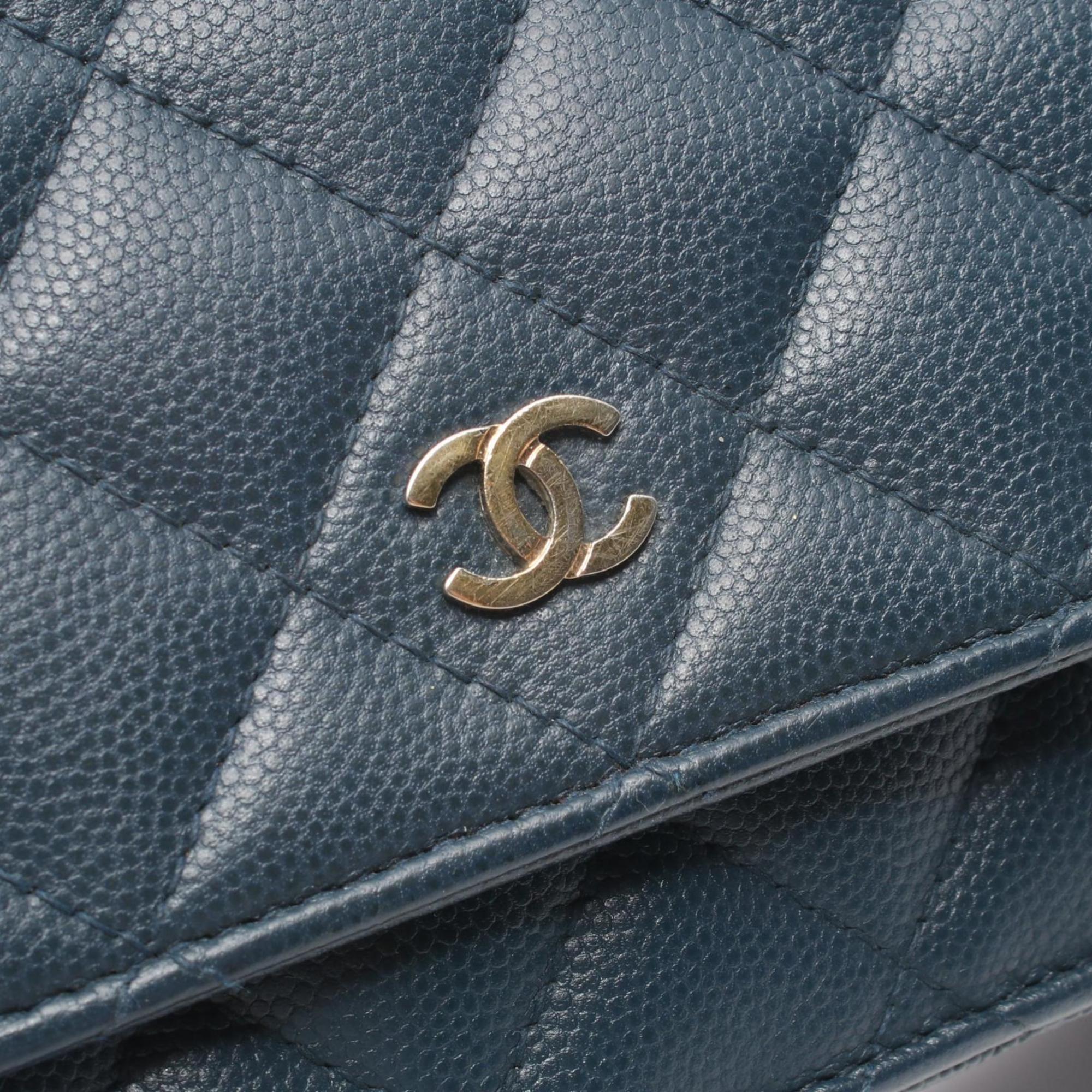 CHANEL Matelasse Shoulder Bag, Caviar Skin, Women's, Blue