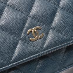 CHANEL Matelasse Shoulder Bag, Caviar Skin, Women's, Blue