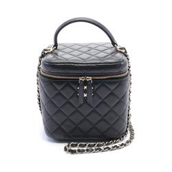 CHANEL Matelasse Shoulder Bag Leather Women's Black AS2362