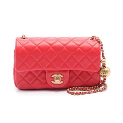 CHANEL Matelasse Flap Bag Shoulder Lambskin (Sheepskin) Women's Red AS1787