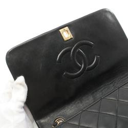 CHANEL Matelasse Full Flap Shoulder Bag, Lambskin, Women's, Black