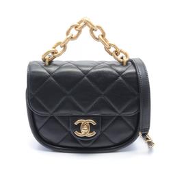 CHANEL Matelasse Shoulder Bag Leather Women's Black AS2721