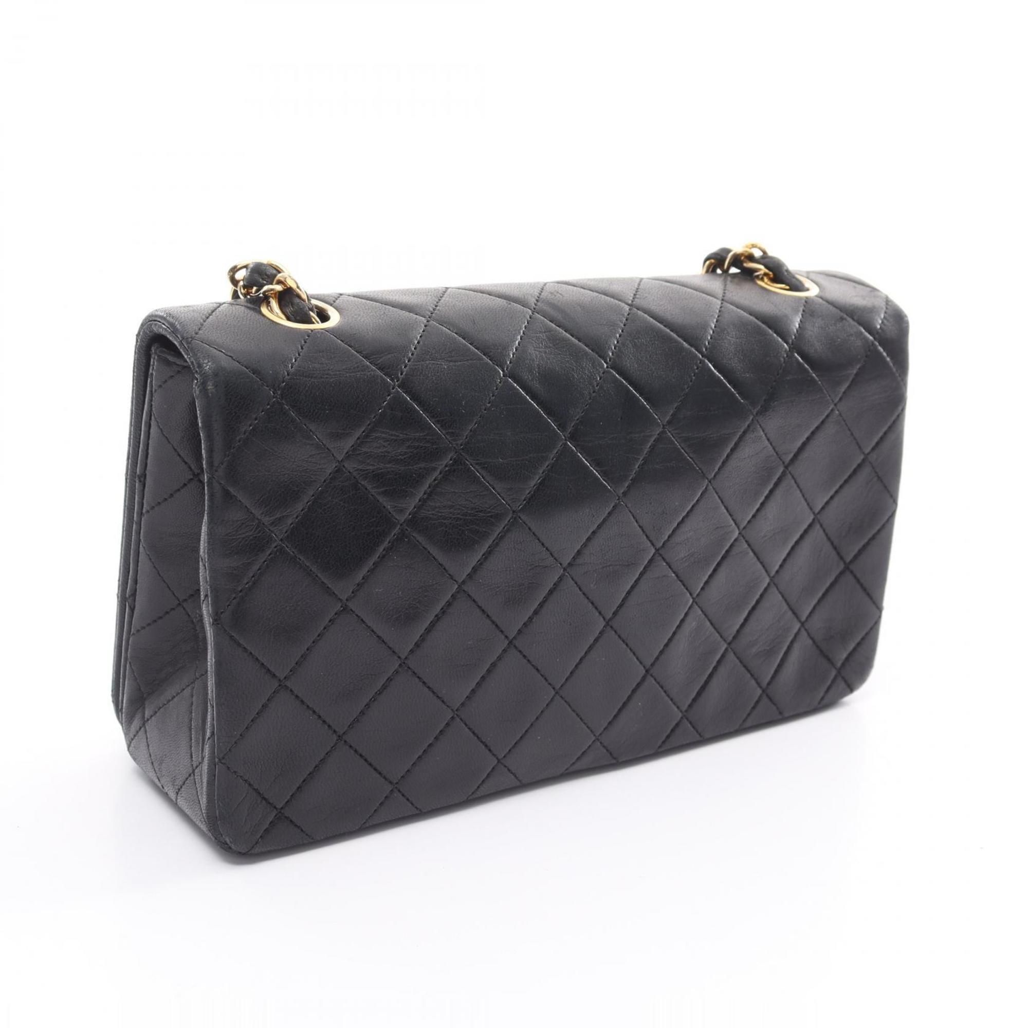 CHANEL Full flap Matelasse shoulder bag, lambskin, women's, black, A02500