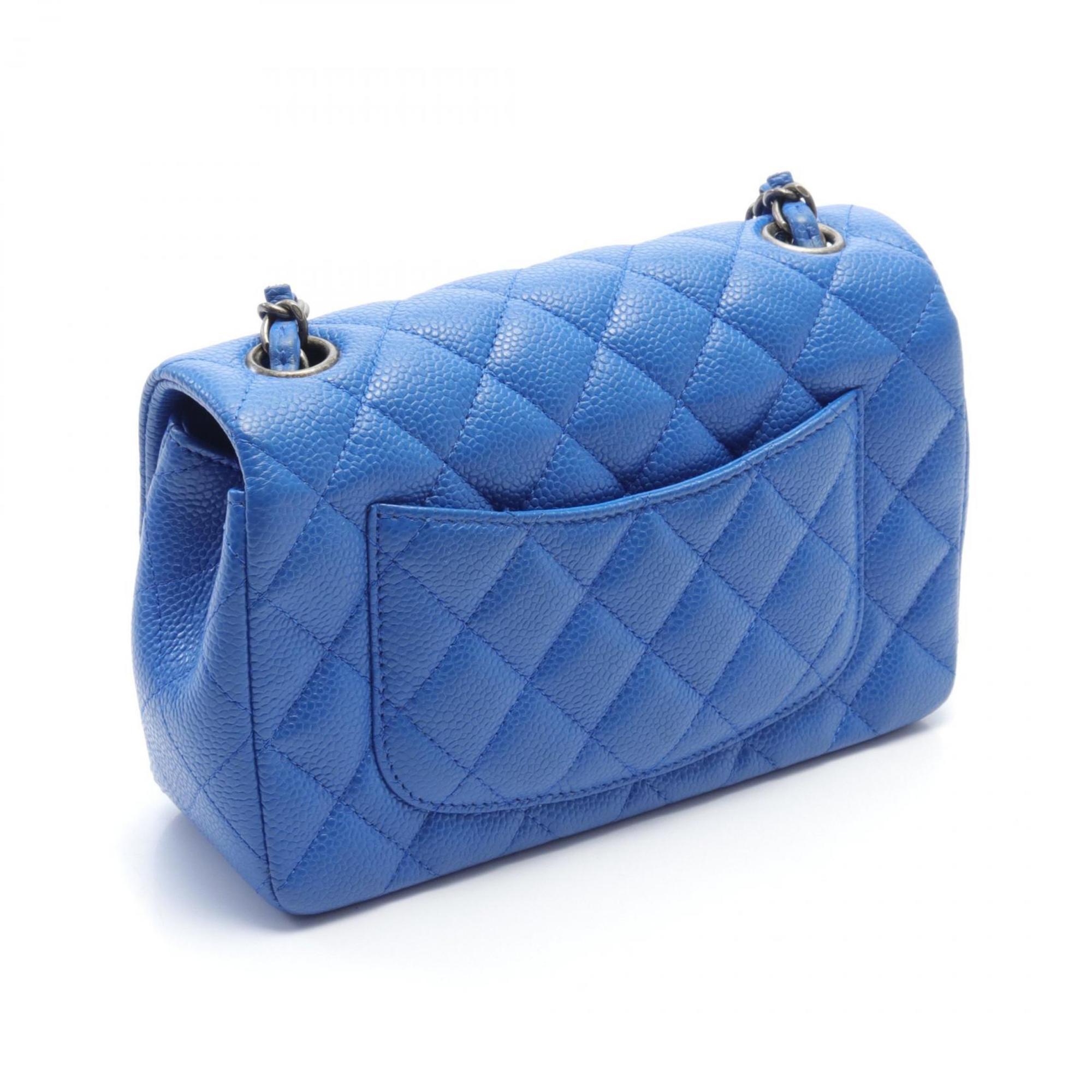 CHANEL Shoulder Bag, Caviar Skin, Women's, Blue