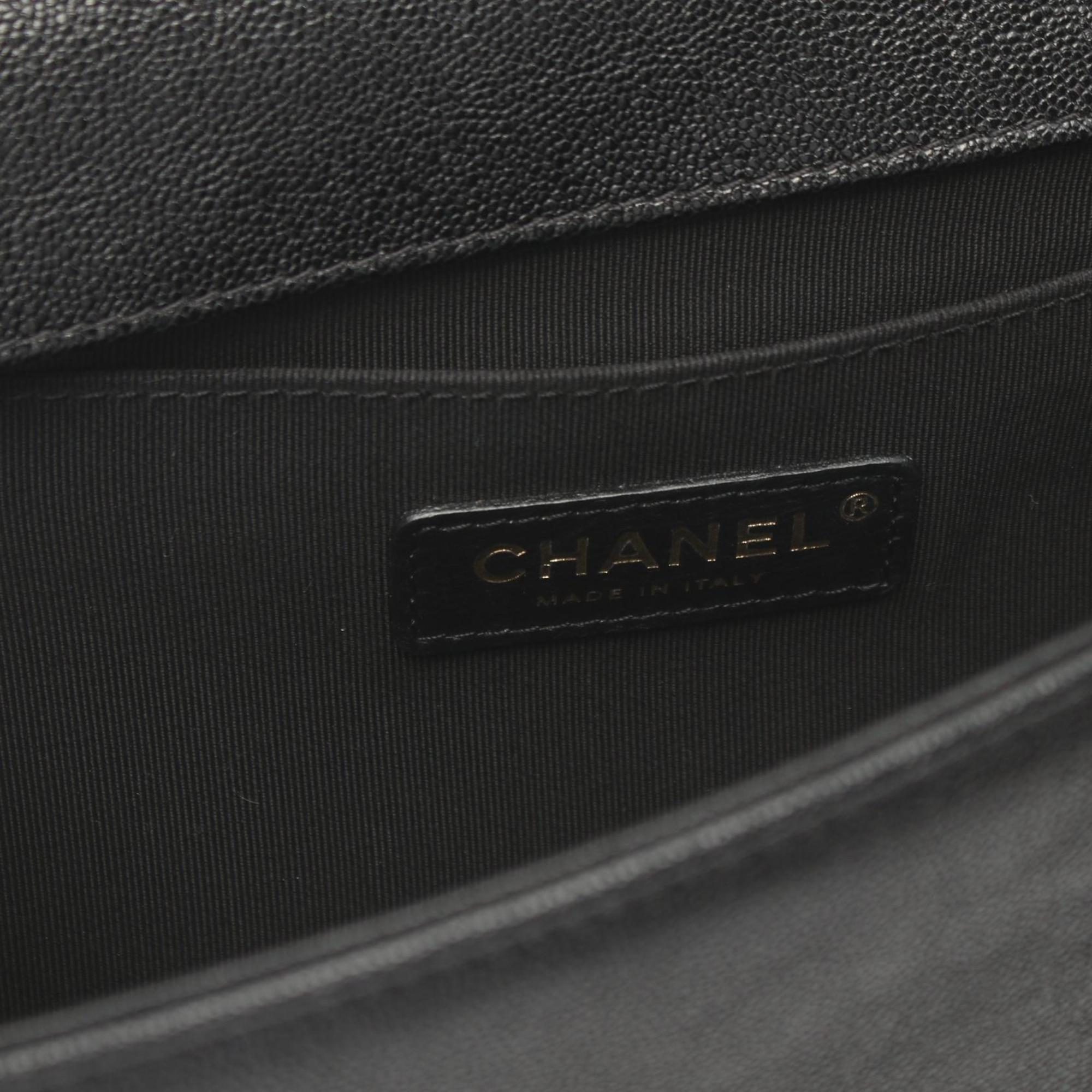 CHANEL Boy Chanel V-stitch shoulder bag, leather, women's, black