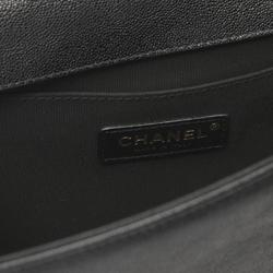 CHANEL Boy Chanel V-stitch shoulder bag, leather, women's, black