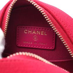 Chanel CHANEL CC Figley Shoulder Bag Fabric Leather Women's Pink Orange Red