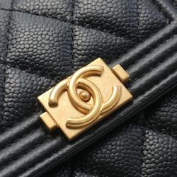 CHANEL Boy Chanel Shoulder Bag Caviar Skin Women's Black