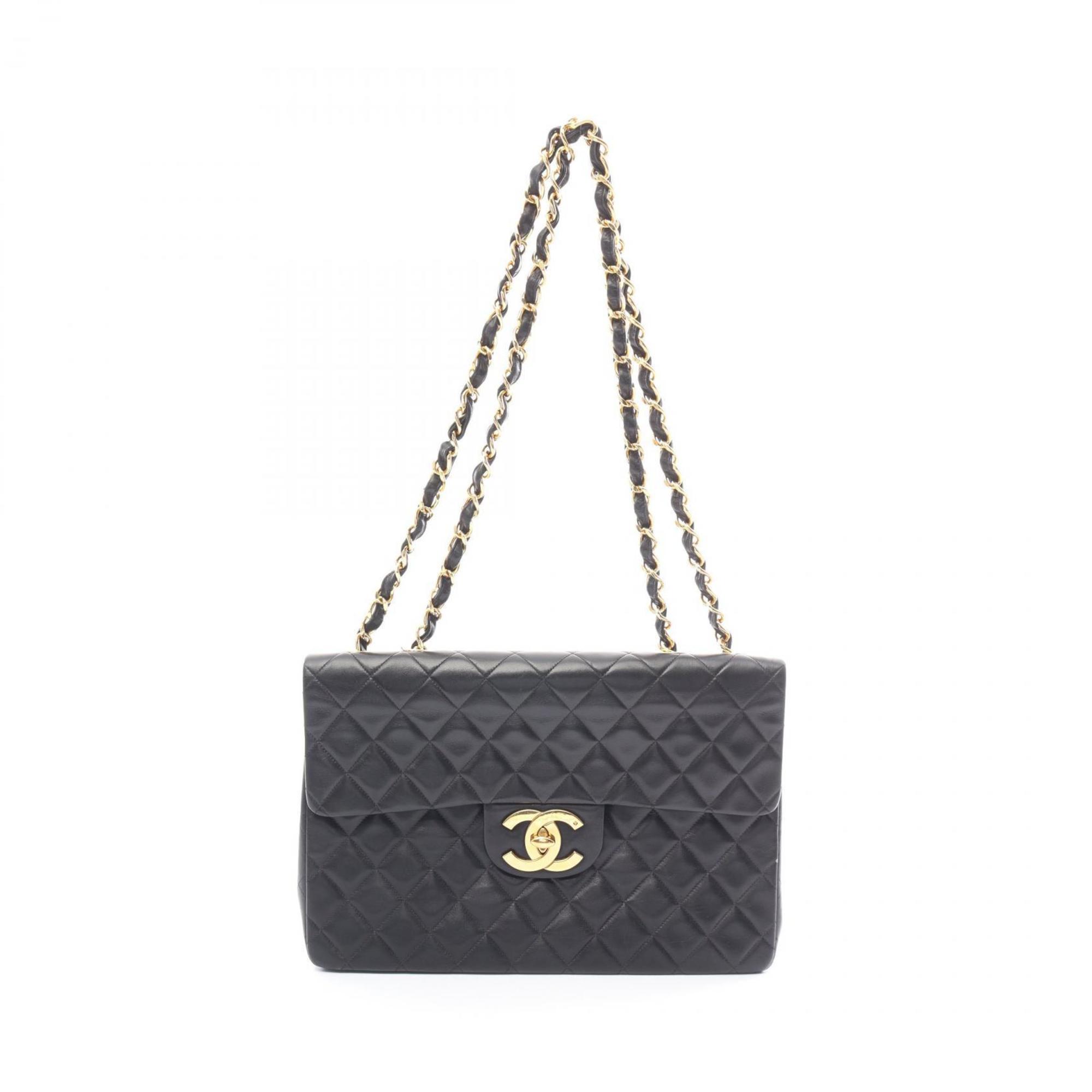 CHANEL Deca Matelasse 34 Shoulder Bag, Lambskin, Women's, Black, A01094