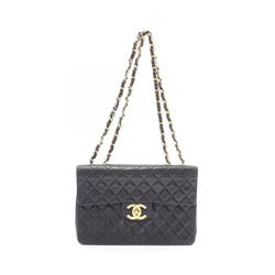 CHANEL Deca Matelasse 34 Shoulder Bag, Lambskin, Women's, Black, A01094