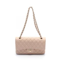 CHANEL Matelasse Double Flap Shoulder Bag, Caviar Skin, Women's, Pink