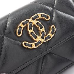 CHANEL Chanel 19 Matelasse Tri-fold Wallet Lambskin (Sheepskin) Women's Black