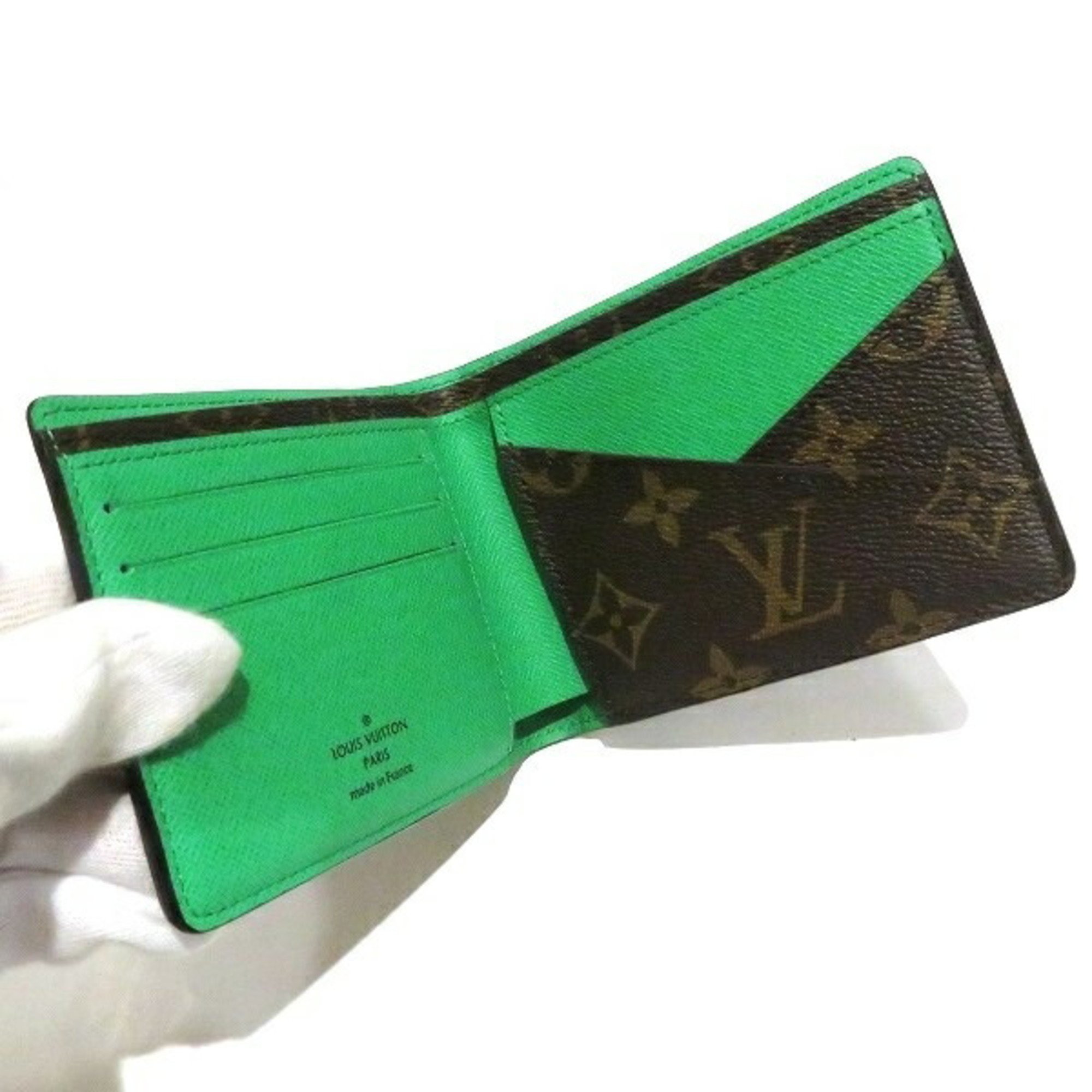 Louis Vuitton Monogram Macassar Portefeuille Multiple M81537 Bi-fold Wallet for Men and Women