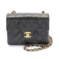 CHANEL Matelasse Shoulder Bag, Lambskin, Women's, Black, A01115