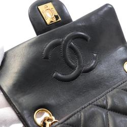 CHANEL Matelasse Shoulder Bag, Lambskin, Women's, Black, A01115