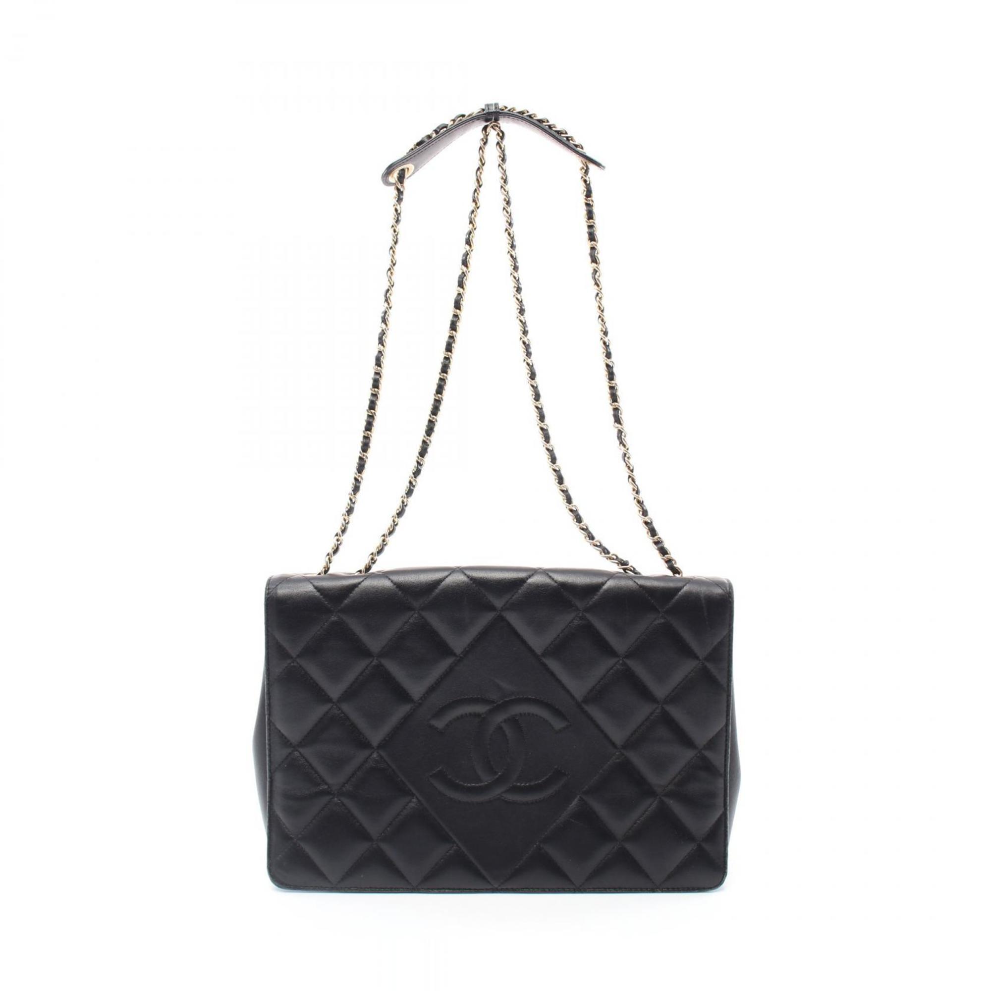 CHANEL Matelasse Shoulder Bag, Lambskin, Women's, Black