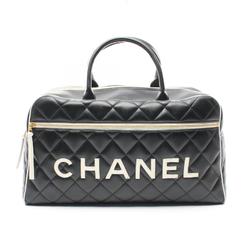 CHANEL Matelasse Boston Bag Leather Women's Black A05943