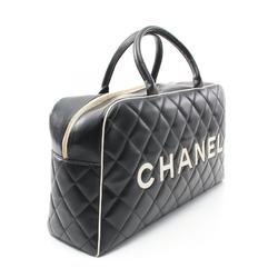 CHANEL Matelasse Boston Bag Leather Women's Black A05943