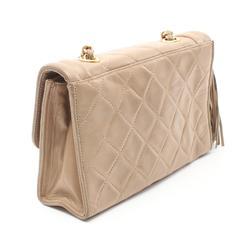 CHANEL Matelasse Shoulder Bag, Lambskin, Women's, Beige