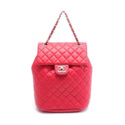 CHANEL Matelasse Rucksack Backpack Bag Lambskin Women's Red A91121