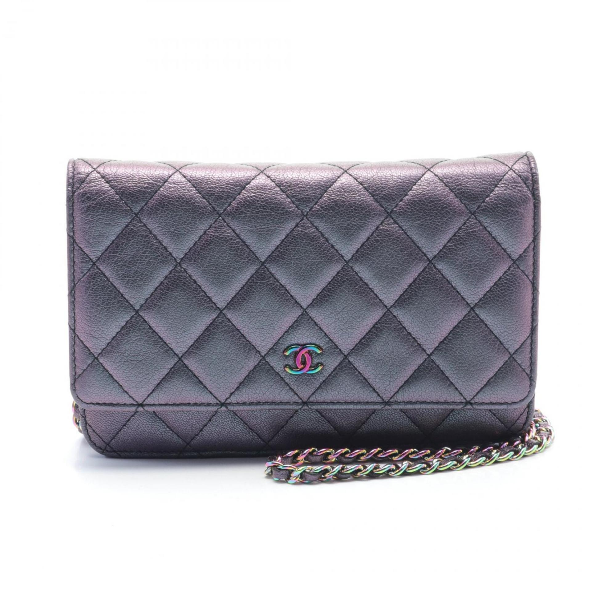 CHANEL Matelasse Shoulder Bag Leather Women's Purple