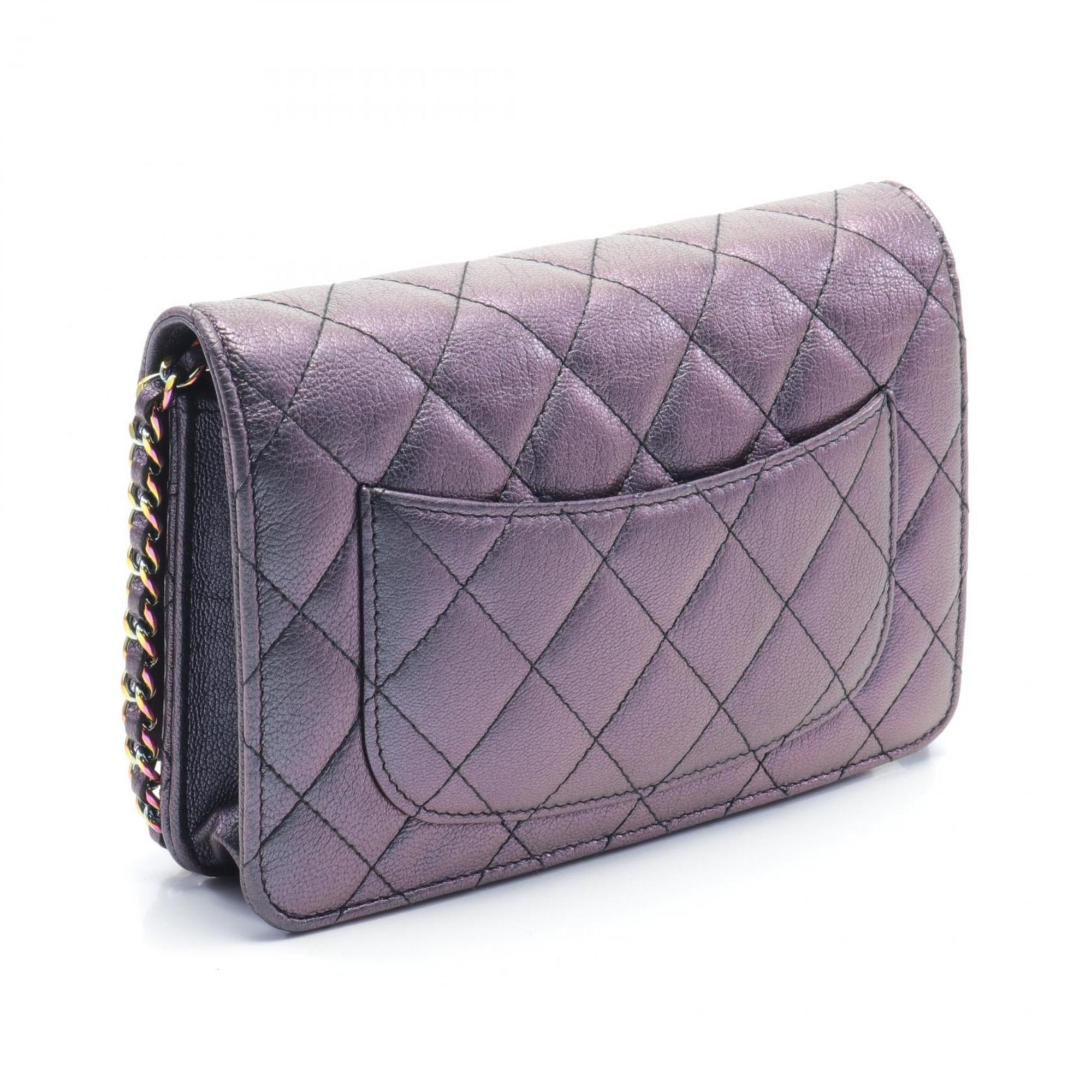 CHANEL Matelasse Shoulder Bag Leather Women's Purple