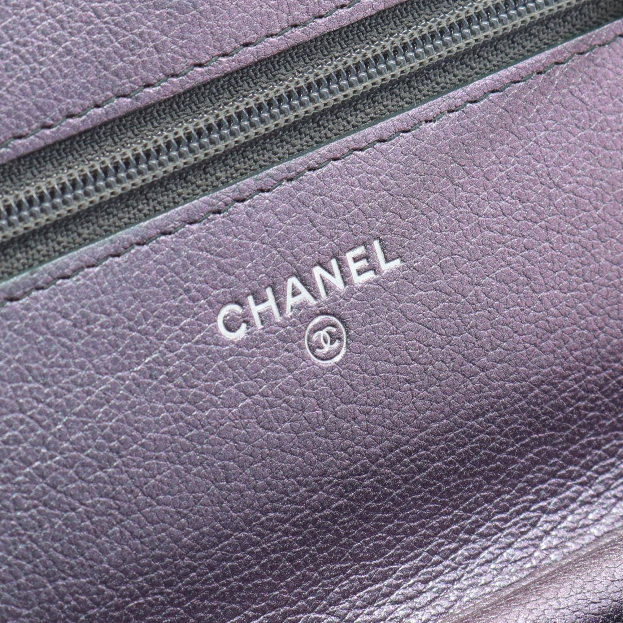 CHANEL Matelasse Shoulder Bag Leather Women's Purple