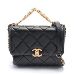 CHANEL Matelasse Shoulder Bag Leather Women's Black