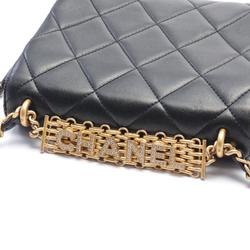 CHANEL Matelasse Shoulder Bag Leather Women's Black