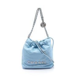 CHANEL Shoulder Bag Leather Women's Blue AS3980