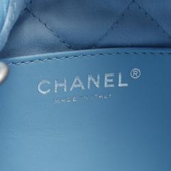 CHANEL Shoulder Bag Leather Women's Blue AS3980