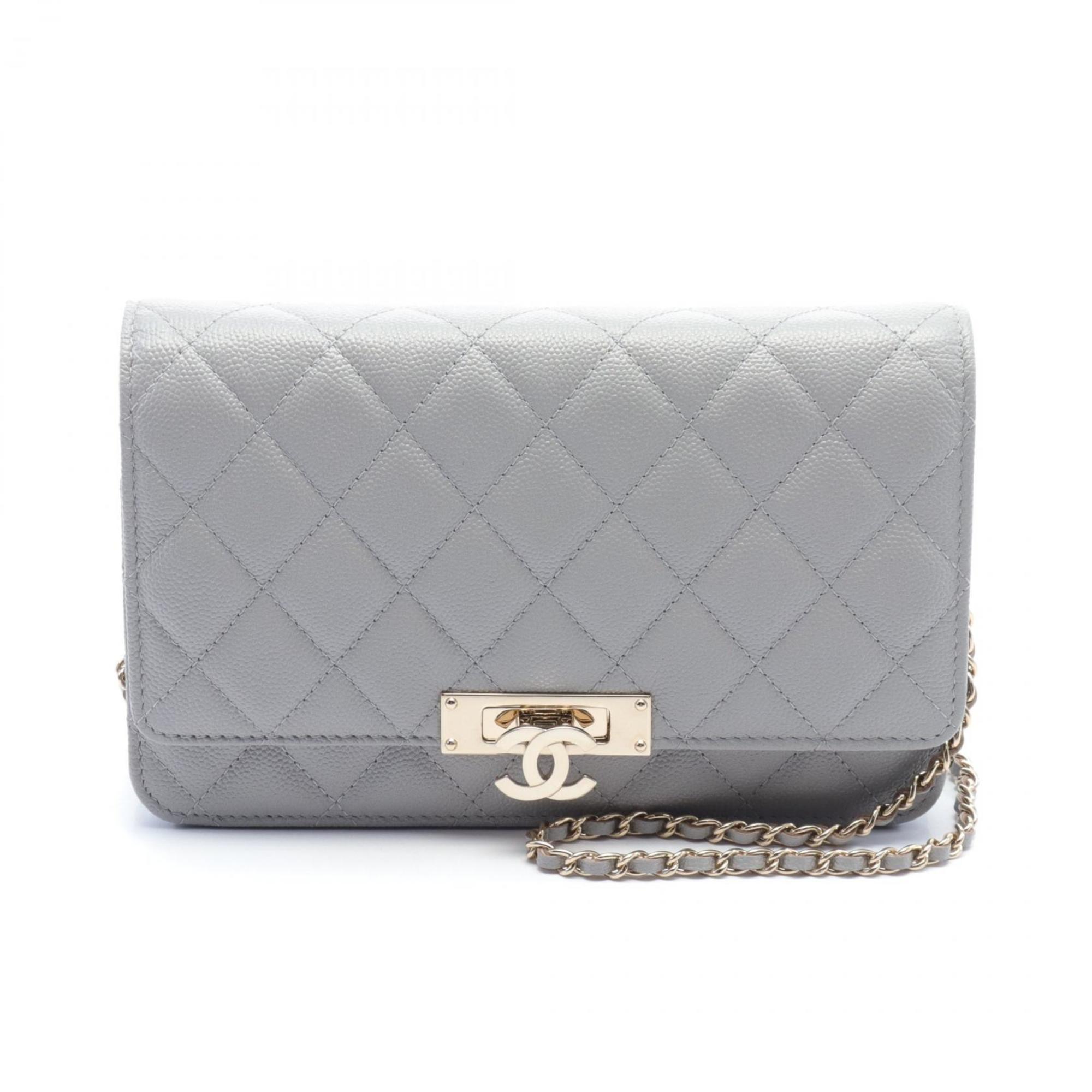 CHANEL Matelasse Shoulder Bag, Caviar Skin, Women's, Grey