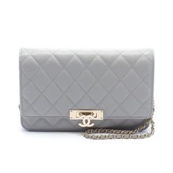 CHANEL Matelasse Shoulder Bag, Caviar Skin, Women's, Grey