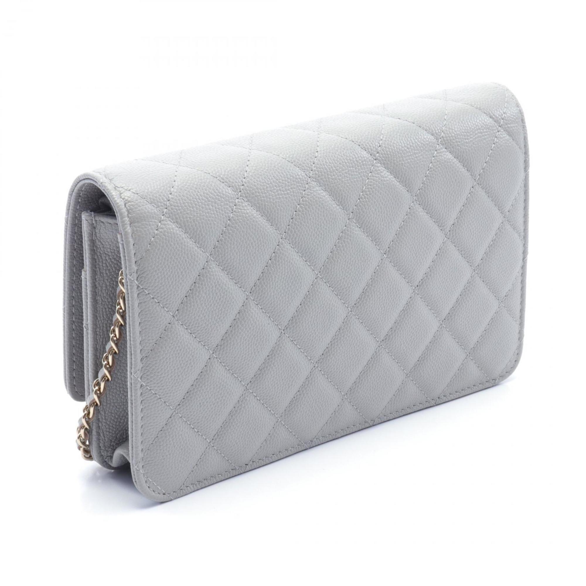 CHANEL Matelasse Shoulder Bag, Caviar Skin, Women's, Grey