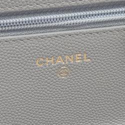 CHANEL Matelasse Shoulder Bag, Caviar Skin, Women's, Grey