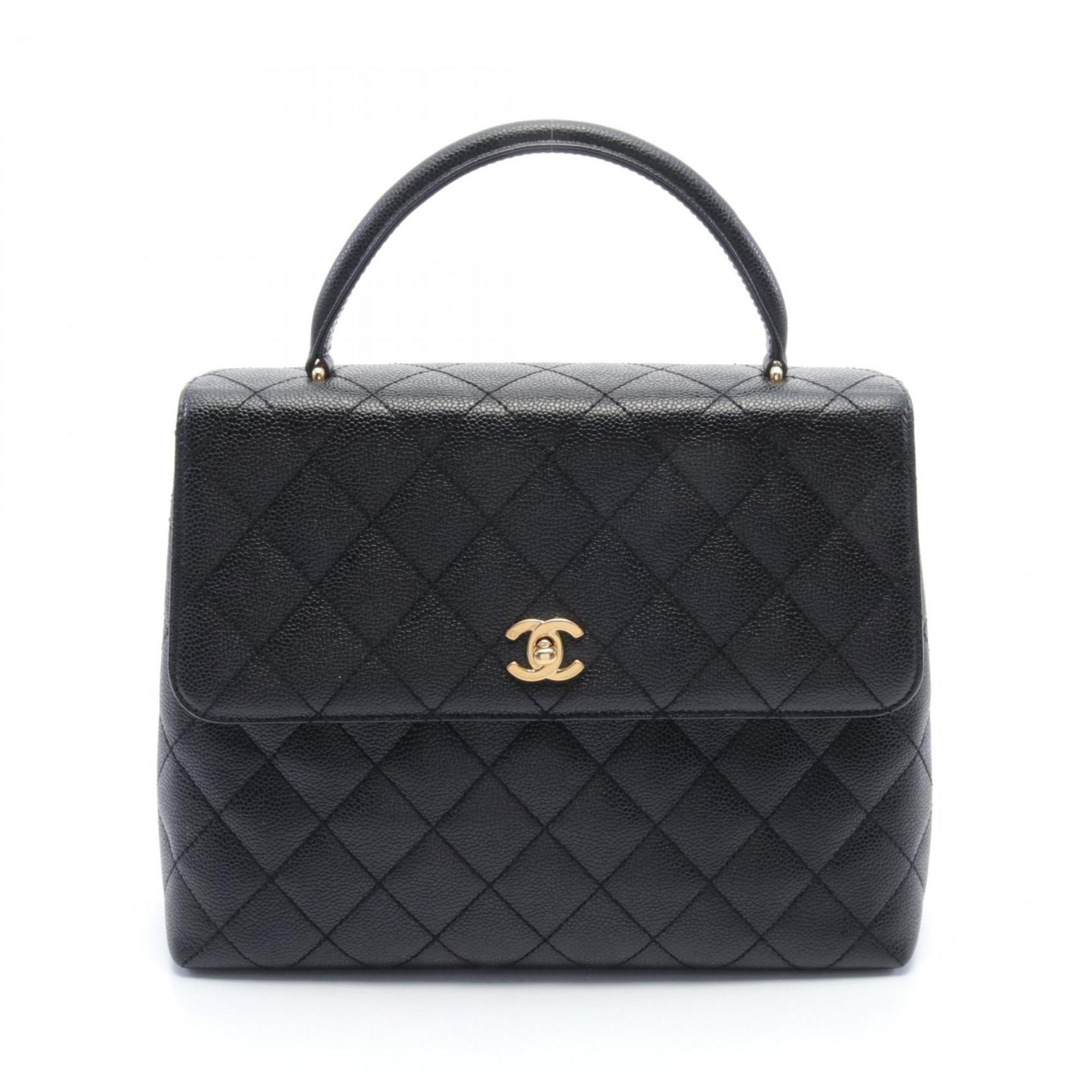 CHANEL Matelasse Handbag Bag Caviar Skin Women's Black A12397