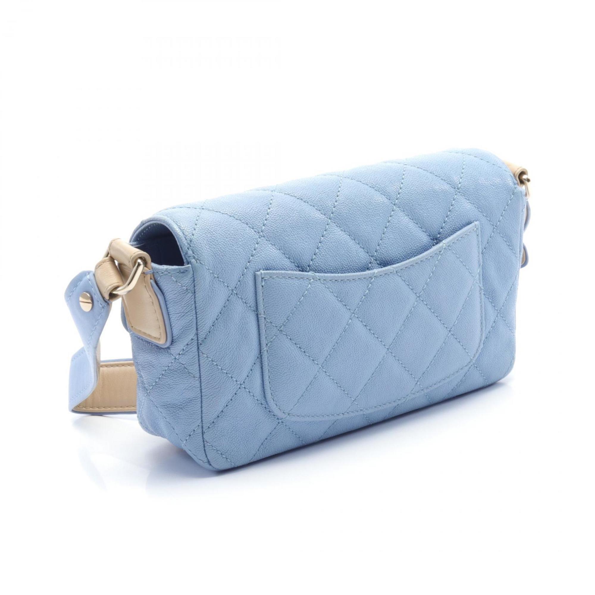 CHANEL Matelasse Shoulder Bag, Caviar Skin (Grained Calf), Women's, Blue