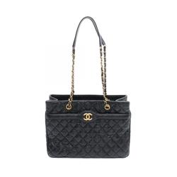 CHANEL Matelasse Shoulder Bag, Caviar Skin, Women's, Black