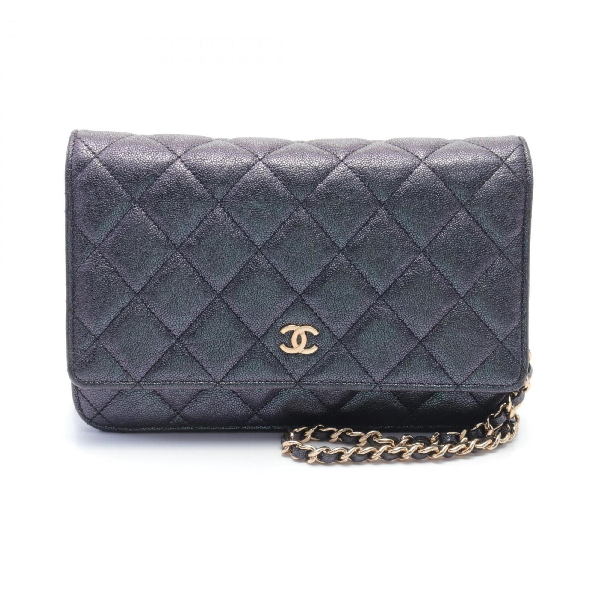 CHANEL Matelasse Shoulder Bag, Caviar Skin, Women's, Blue, Pink, AP0250