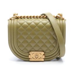 CHANEL Boy Chanel Matelasse Shoulder Bag Caviar Skin (Grained Calfskin) Women's Khaki