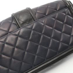 CHANEL Matelasse Shoulder Bag, Lambskin, Women's, Navy, Black