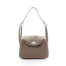 Hermes Lindy 26 Etoupe Shoulder Bag, Taurillon Clemence, Women's, Beige, 073428CK