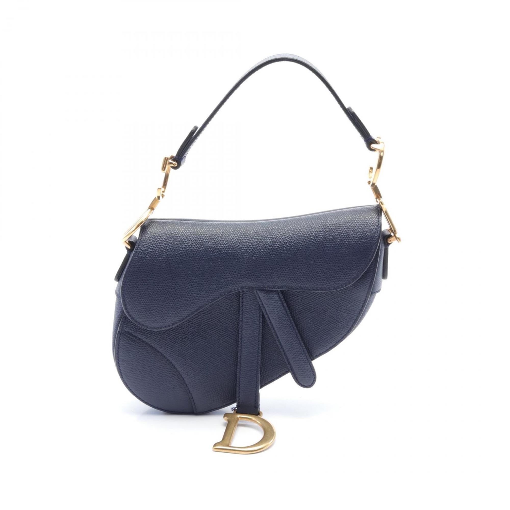 Christian Dior SADDLE handbag, leather, women's, navy