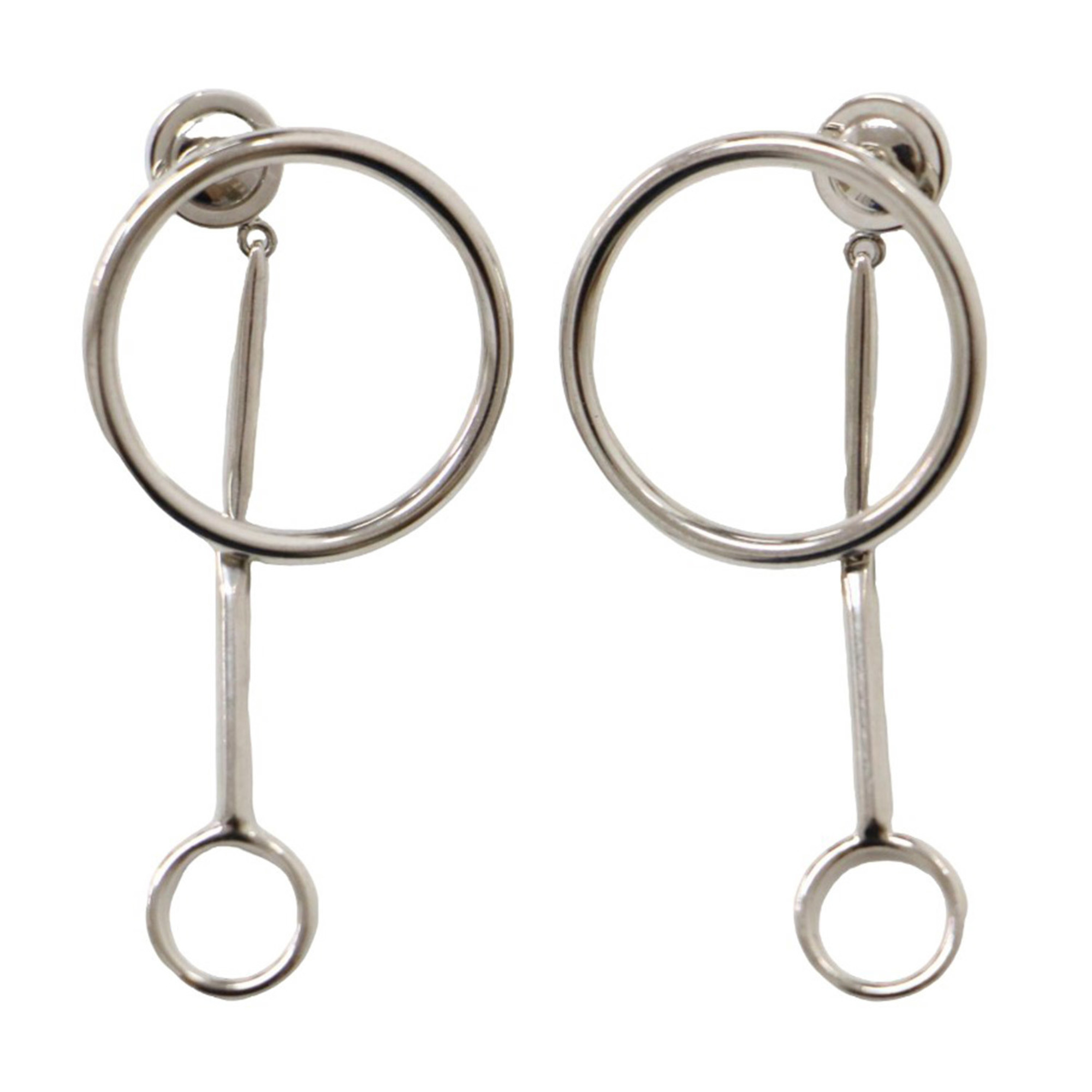 Christian Dior Circle Motif Earrings Silver Shades Women's