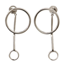 Christian Dior Circle Motif Earrings Silver Shades Women's