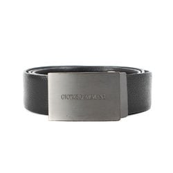 GIORGIO ARMANI Square Buckle Shrink Leather Belt Black Fashion Accessories