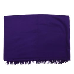 HERMES Cashmere Purple FREE Large Blanket Embroidery Women's Stole